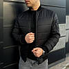 Куртка чоловіча демісезонна, стильна стьобана повсякденна, бомбер стьобаний, весняна осіння, чорна premium, фото 2