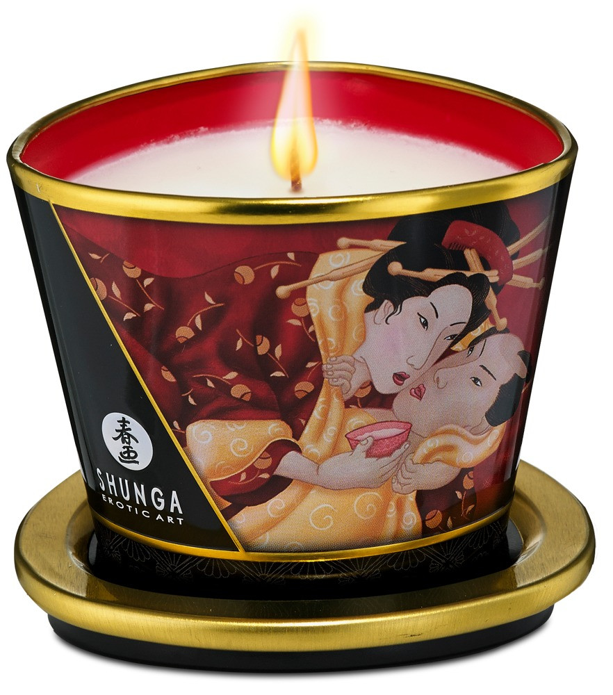 Масажна свічка Shunga Massage Candle Romance Strawberry із запахом полуниці 170 мл