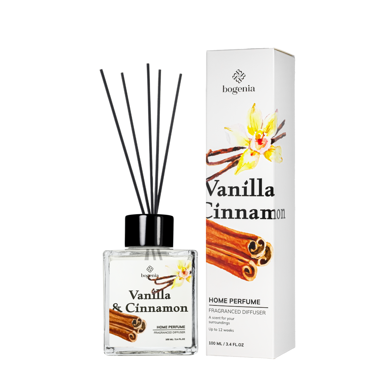 Аромадифузор для дому Bogenia Vanilla & Cinnamon парфумований BG360.002, 100 мл