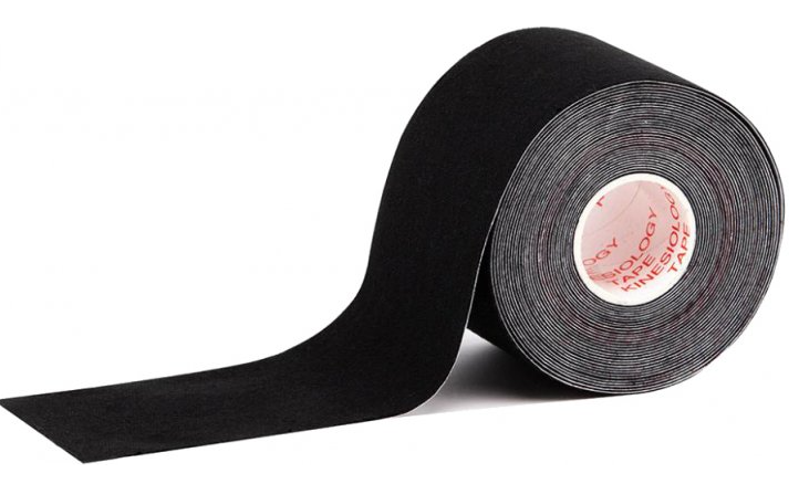 Кінезіо Тейп Kinesiology Tape 5см х 5м эластичный пластырь   черный індивідуальна упаковка