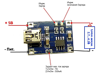 Контролер заряду, зарядне пристрій TP4056 літієвих LI-ION акумулятора 18650 - micro USB