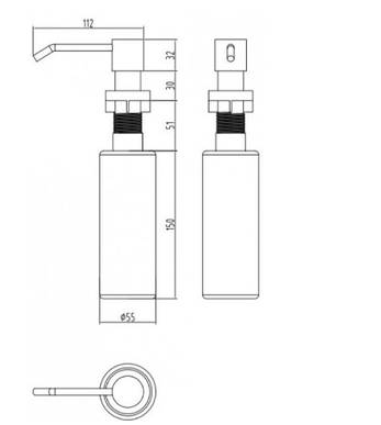 Дозатор диспенсер для рідкого мила та миючих засобів врізний 300 мл, Золотий, фото 3