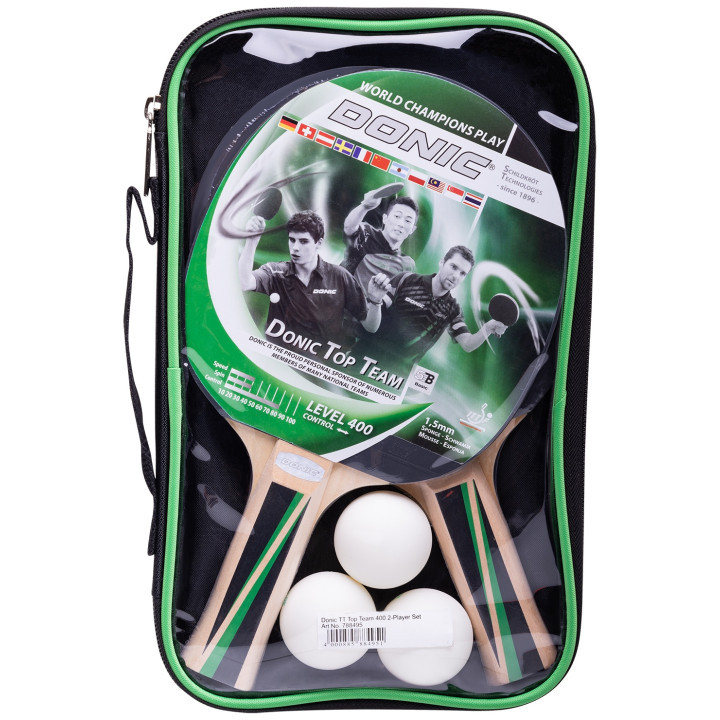 Набір для настільного тенісу TOP TEAM 400 2-PLAYER SET \ подарунковий набір 2 ракетки, чохол, 3 кульки, фото 1