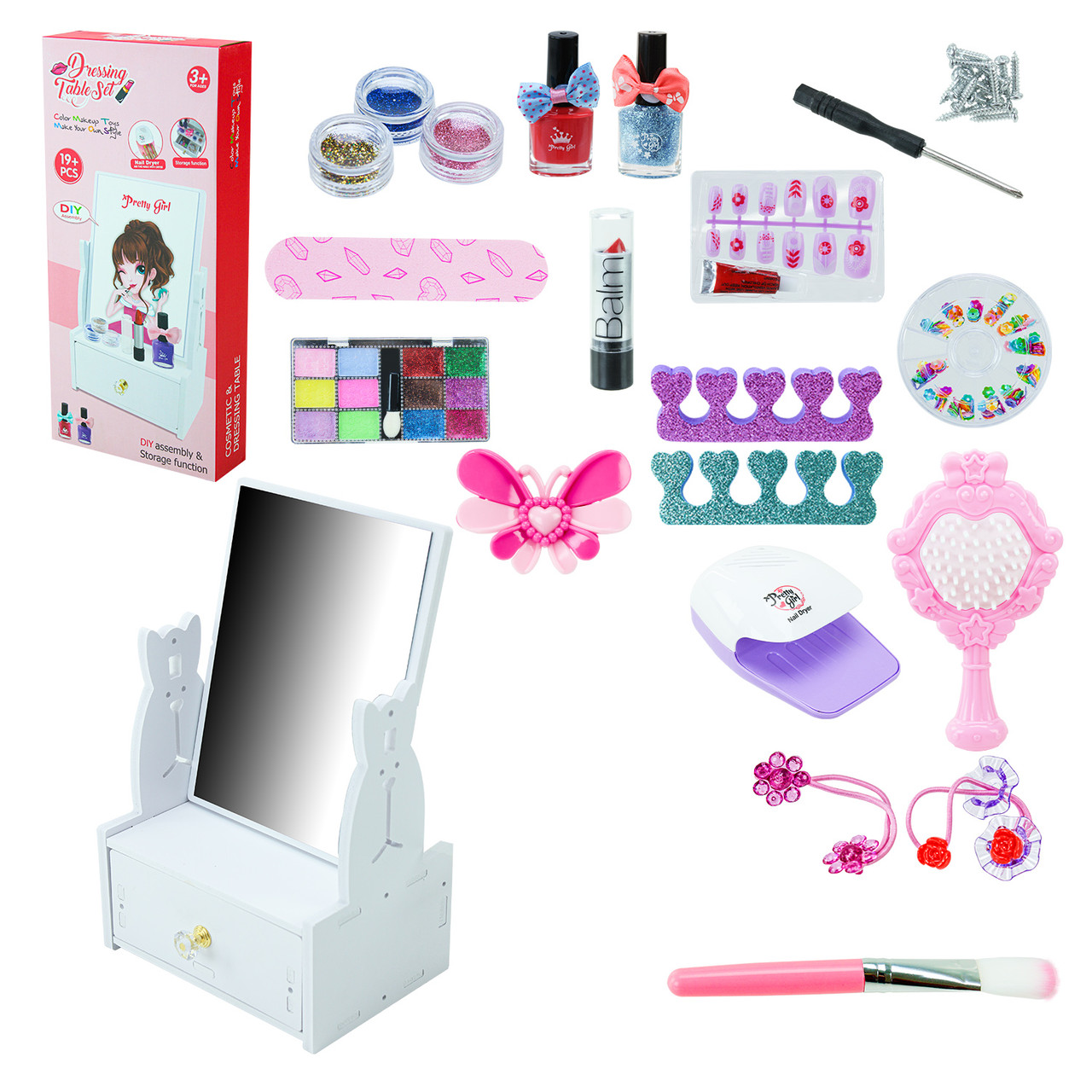 Набір стиліста 769-5 трюмо тіні лак лампа аксесуари в коробці 41×6.2×19.6 см, фото 1