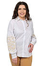 Жіноча котонова сорочка (біла з пісочною вишивкою), фото 2