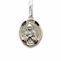 Срібний медальйон "Розчулення" Пресвятої Богородиці 5.31 г, чорнений із золотими вставками