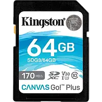 Kingston 64GB SDXC Canvas Go Plus 170R C10 UHS-I U3 V30 Модуль флеш-пам'яті