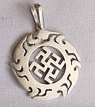 Квітка папороті в Сонечку 2 слов'янський оберіг срібло 925 проби, фото 2