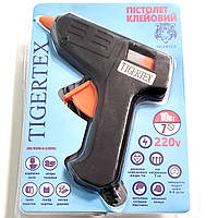 Клеевой пистолет Tigertex для нанесения клея 10 Вт, 2 стержня 7 мм в комплекте (6756)