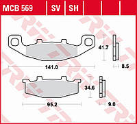 ГАЛЬМІВНІ КОЛОДКИ TRW LUCAS ZF KH129 SINTER STREET KAWASAKI GPZ 400R '89-, ZZR 500/600 '90-'92, GPX 600R