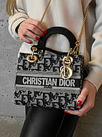 Женская сумка Christian Dior D-Lite Silver Textile