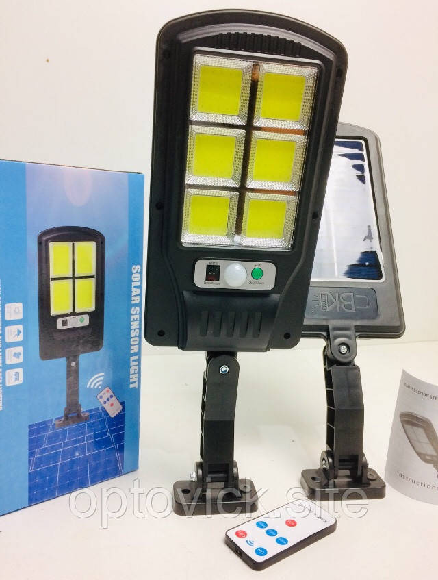 Вуличний ліхтар на стовп solar street light BL BK 120-6COB/7498 сонячна панель для освітлення будинку і вулиці