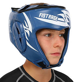 Шлем боксерский открытый кожаный FISTRAGE синий VL-4150 M