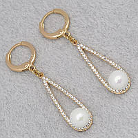 Серьги женские золотистого цвета Xuping Jewelry кольцо конго белый циркон с жемчужинами размер изделия 43х2 мм