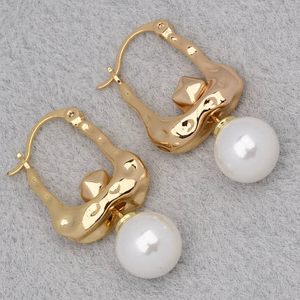 Серьги женские серебристого цвета Xuping Jewelry застёжка булавка с жемчужинками размер изделия 33х6 мм, фото 1