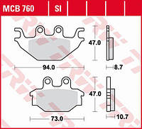 ГАЛЬМІВНІ КОЛОДКИ TRW LUCAS KH377 ORGANIC YAMAHA MT 125 14-, YZF 125 08-18, ЗАДНІ