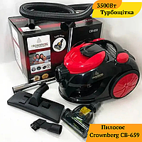 Пылесос для дома, контейнерный Crownberg CB-659 3500W с турбощеткой, циклонного типа для сухой уборки