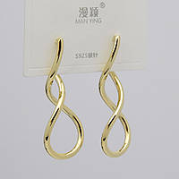 Сережки застібка гвоздик лимонного кольору відтінок 14K з неіржавкої сталі 952S вісімочки розмір 40х8 мм