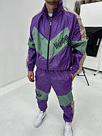 Мужской спортивный костюм фиолетовый на плащевке весна-осень , Фиолетовый костюм на подкладке Олимпийка+ trek