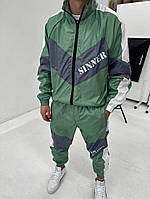 Мужской спортивный костюм хаки на плащевка весна-осень,Демисезонный костюм хаки на подкладке Олимпийка и niki
