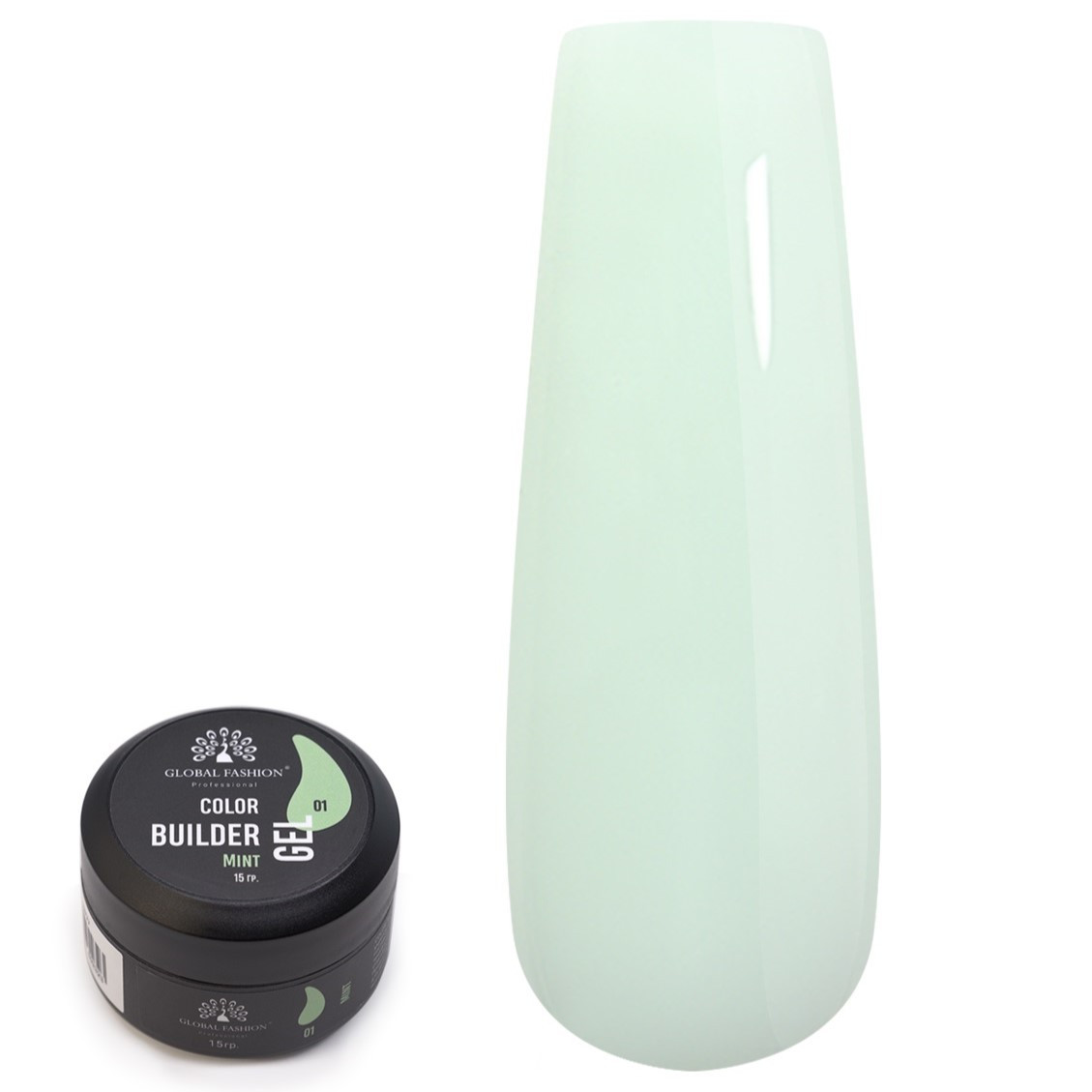 Гель для моделювання нігтів Global Fashion Color Builder Gel 15 г №01-Mint