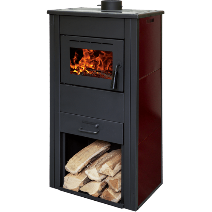Піч-камін із водяним контуром на дровах Termo Sistem Tehnika TERMO VALJEVAC LUX ETAZ бордо — 14 кВт, фото 1