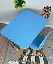 Блакитний дитячий стіл-парта зі стулом фігурним для дітей (зріст 100-115 см), фото 5
