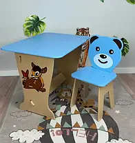 Блакитний дитячий стіл-парта зі стулом фігурним для дітей (зріст 100-115 см), фото 2