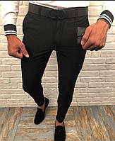 Стильные мужские классические брюки БАТАЛ зауженные однотонные (Размеры 34,36,38,40,42,44,46), Черные