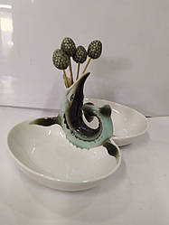 Менажница с 6 вилочками керамическая 18*12.5см