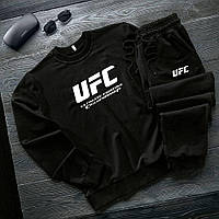 Мужской черный спортивный костюм UFC весенний-осенний,Черный демисезонный костюм ЮФС на двунитке Свитшот+Штаны