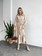 Літнє плаття довгі рукави вільного крою міді жатка розміри батал, фото 2
