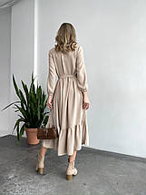 Літнє плаття довгі рукави вільного крою міді жатка розміри батал, фото 3