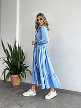 Літнє плаття довгі рукави вільного крою міді жатка розміри батал, фото 5