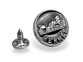 Джинсовий ґудзик HERMES 17мм колір нікель + чорний Італія