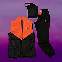 Cпортивный костюм тройка мужской с жилетом Nike плащевка весна осень лето L