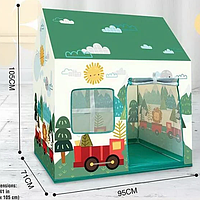 Детская игровая палатка 5888-8 Домик "Паровозик" пластиковый каркас, 95х71х105 см, зеленая