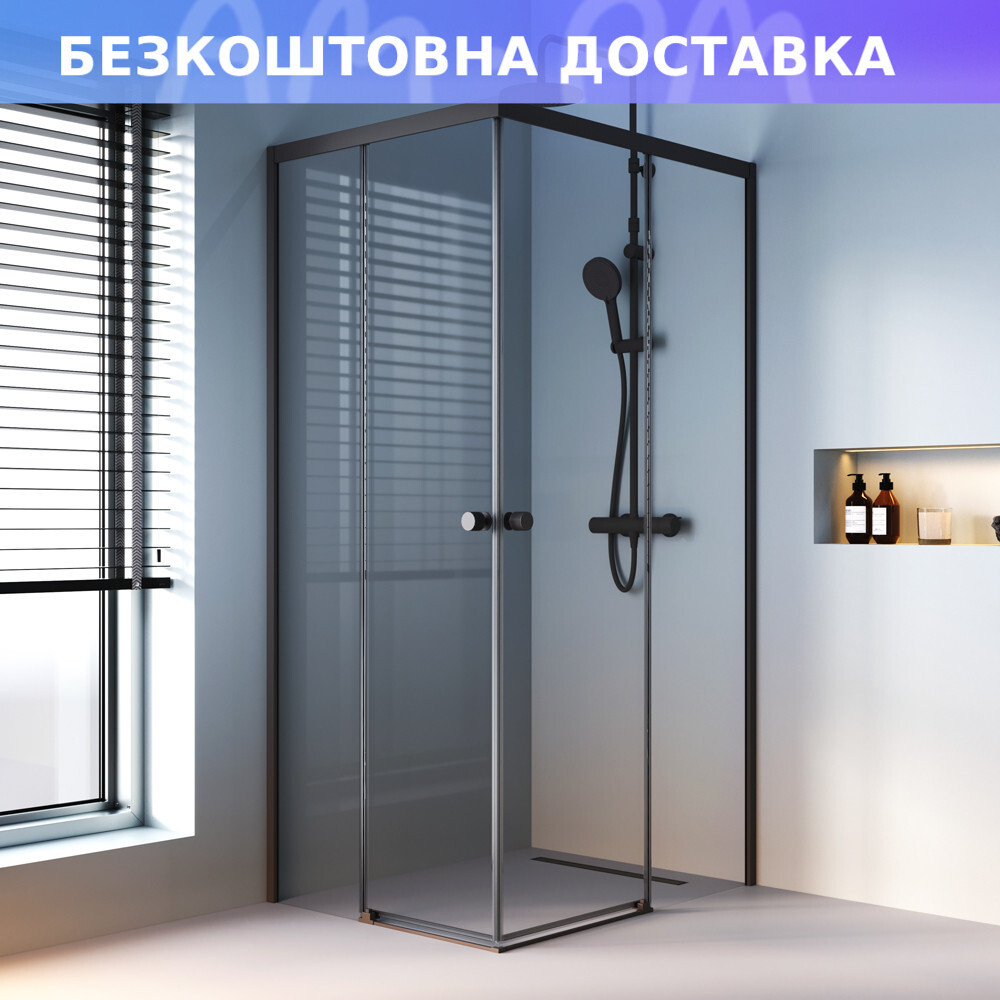 Душевое ограждение X-Joy Square Slide 100х80, черний, прозрачное AM.PM ...