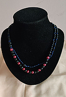 Ожерелье на шею черно-красного цвета 80см