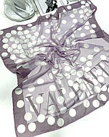 Брендовый шелковый платок Valentino Валентино в горошек. Молодежный весенний платок с ручной подшивкой Фиолетовый