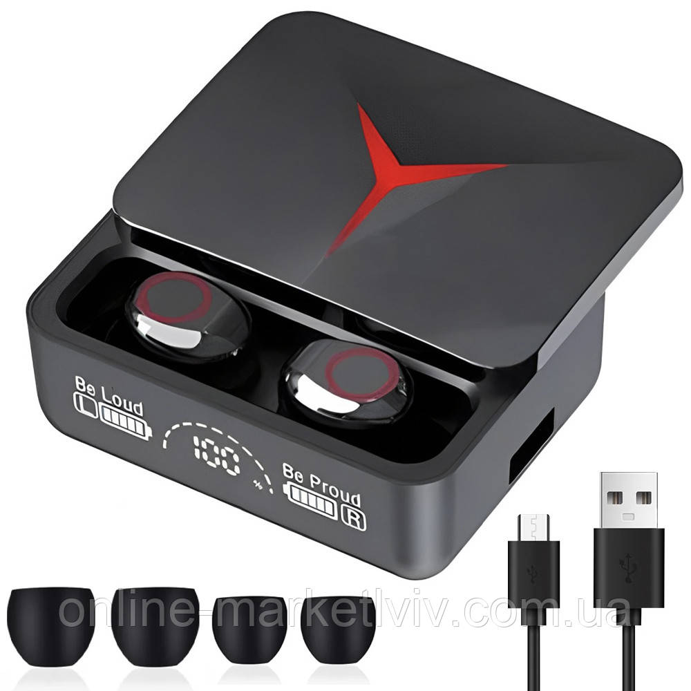 Бездротові Bluetooth навушники з мікрофоном та кейсом M90 Pro / Вакуумні навушники / Блютуз навушники