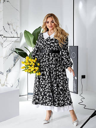 Дуже красиве плаття софт довгі рукави міді розміри батал, фото 1