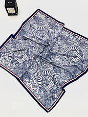 Шовкова хустка візерунок 90*90 см синя, фото 3