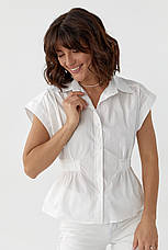 Жіноча сорочка з гумкою на талії — молочний колір, L (є розміри), фото 3