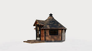 Holzwiege 4,0 x 3,5 x 2,83 m, hergestellt von Thermowood Production