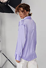 Шовкова блуза на ґудзиках — фіолетовий колір, M (є розміри), фото 2