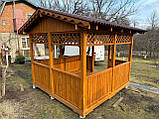 Дерев'яна альтанка 3 на 3 м, розбірна (на 10-12 осіб)  з фарбуванням,, фото 4