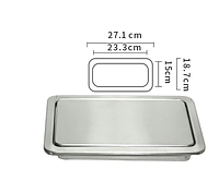 Крышка - люк прямоугольная 271 мм х 187 мм с нержавеющей стали для мусора, врезная в столешницу