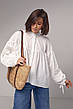 Бавовняна блузка із широкими рукавами на зав'язках — молочний колір, L (є розміри), фото 2