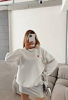 Стильний якісний зимовий світшот жіноча кофта на флісі з вишивкою